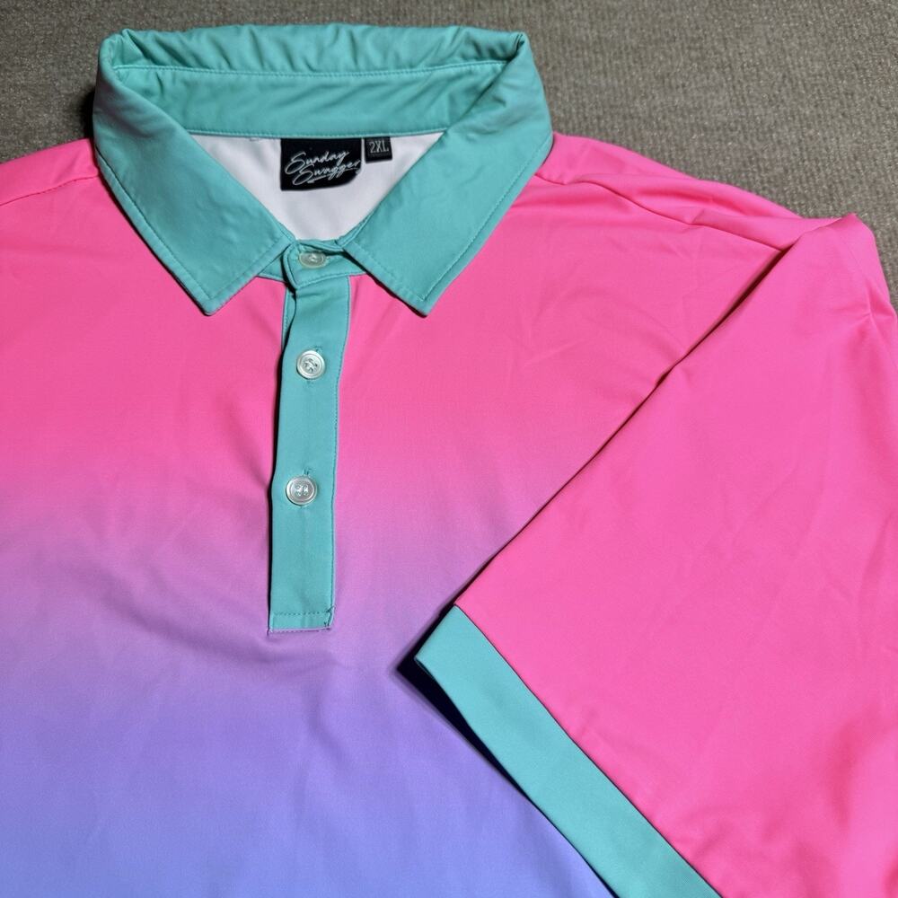 Sunday Swagger Golf Polo Shirt Men’s 2XL West Palm Miami Vice All Over Print